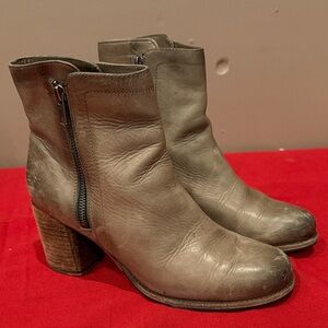 Frye Gray Leather Ankle Booties